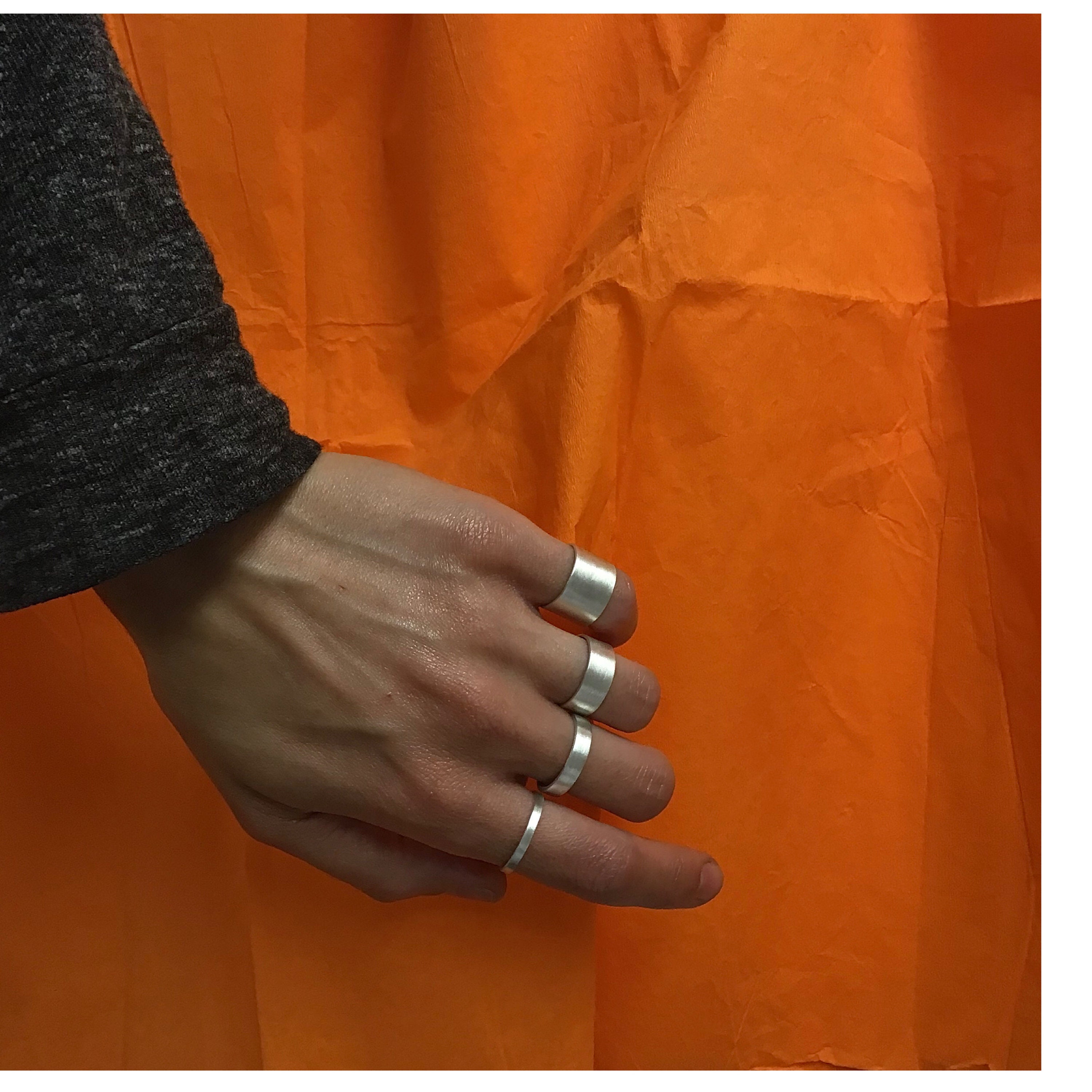 Silver chunky cheap ring set