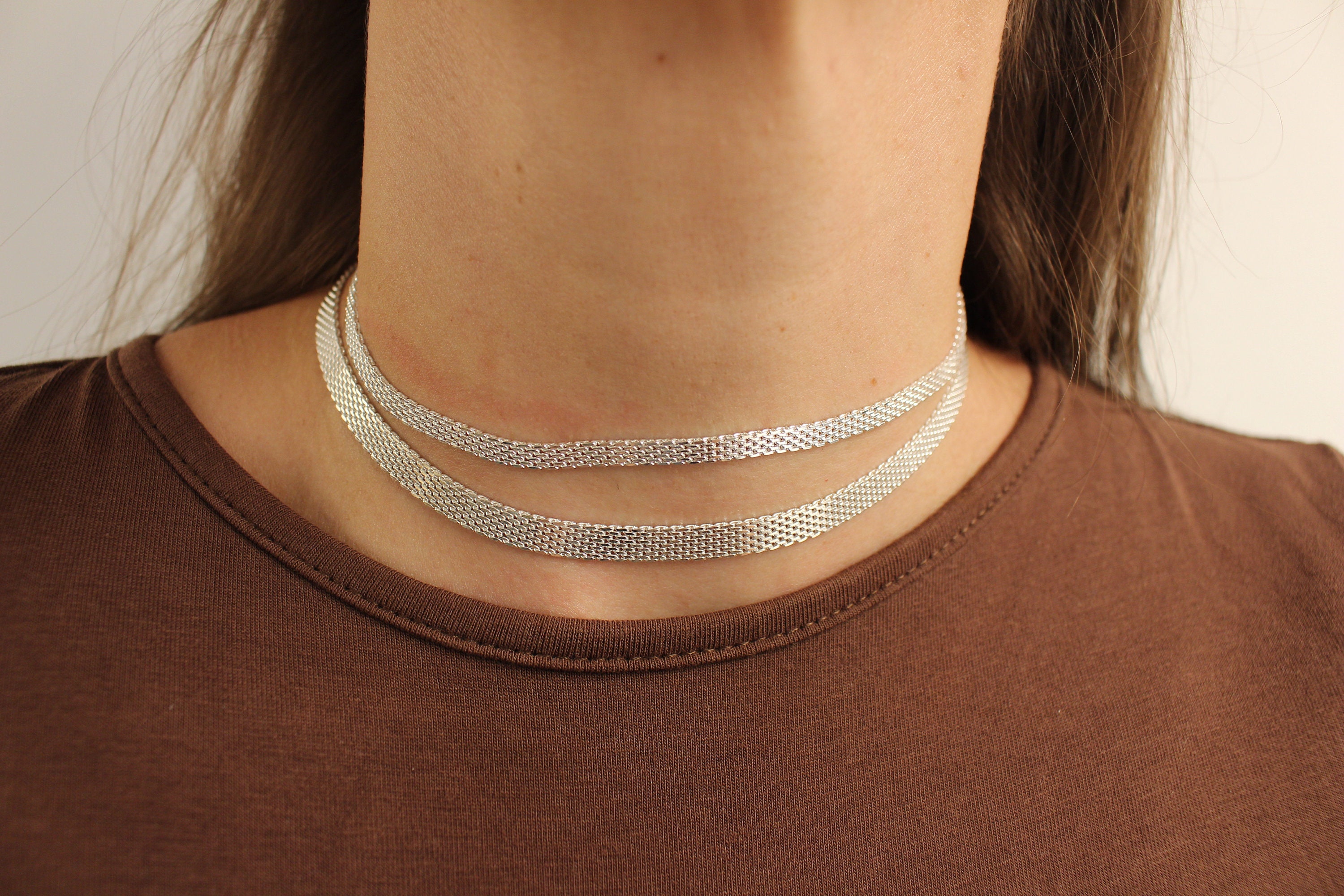 【新品未使用】narrow hook chain choker silver Amazon.com: LARVOVUE Chunky Silver Choker Necklace for Women