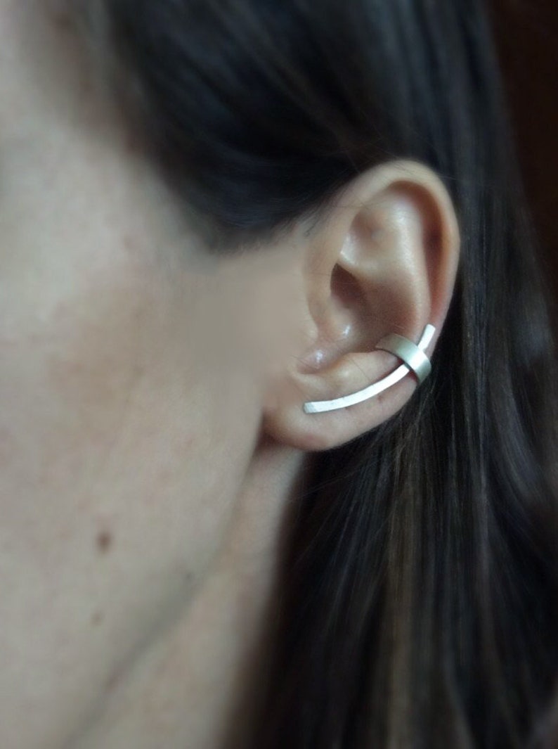 Ear crawler/ Minimalist earring/ Modern earring/ Contemporary earring/ Ear cuff/ Sterling silver ear climber/ One piece unique earring/ Gift image 3