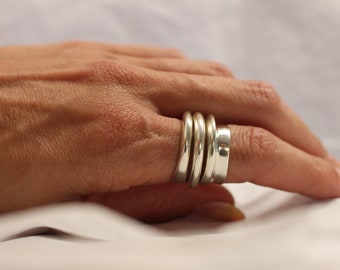 Irregular contemporary wide ring/ Statement ring from recycled Sterling silver/ Modern stacking ring