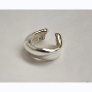 Sterling silver chunky ear cuff/ No piercing sculptural earring/ Statement ear cuff/ Modern thick ear cuff/ image 3