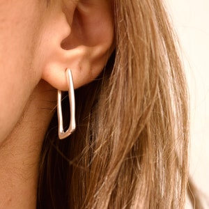 Handcrafted Sterling Silver Square Hoop Earrings: Modern Statement Jewelry