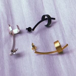 Ear crawler/ Minimalist earring/ Modern earring/ Contemporary earring/ Ear cuff/ Sterling silver ear climber/ One piece unique earring/ Gift image 7