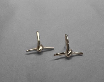 Solid recycled sterling silver stud earrings / Simple minimalist silver earrings/ Bond design earrings/ Everyday ear stud/ Gift for her