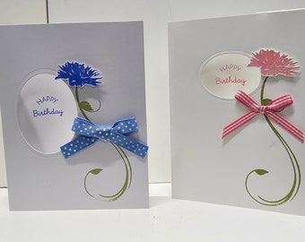 Cornflower Peek a Boo Happy Birthday Card in Pink or Blue