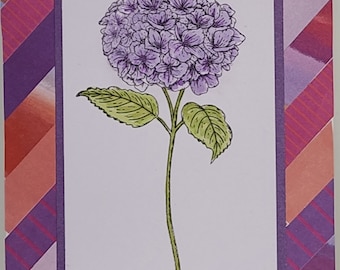 Purple Hydrangea Handmade Greeting Card, Anniversary Card, Wedding Card, Blank Inside