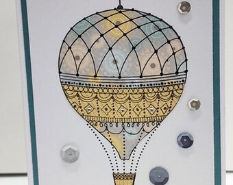 Hot Air Balloon Greeting Card, Handmade Celebratory Design, Gift for Special Occasions