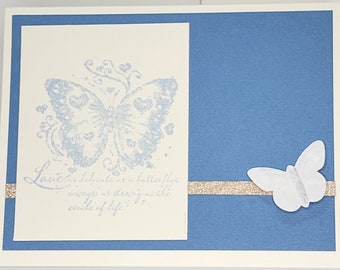 Butterfly Handmade Greeting Card, Blank Inside