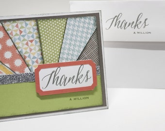 Handmade Thank You Card with Sunburst Design, Sunburst Thank You Card, Greeting Card, Appreciation Card, Paper Goods