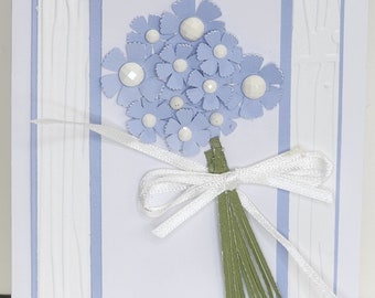 Handmade Cornflower 3D Card, Blank Inside, All Occasions, Floral Greeting Card