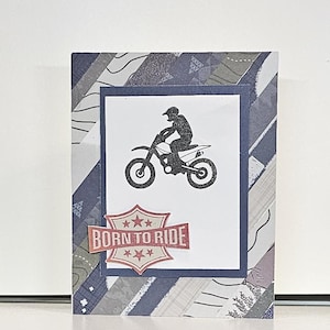 Handgemaakte kaart voor liefhebbers van crossmotoren - gepersonaliseerde verjaardag, jubileum, bedankkaart - blanco binnenkant voor aangepast bericht - gratis verzending