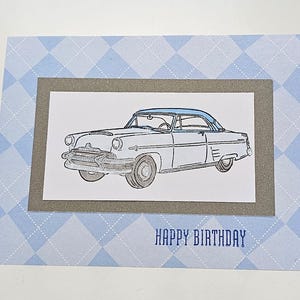 Oude auto mannelijke verjaardagskaart in kleuren naar keuze, kleine jongens, mannen,