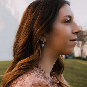 Dainty Heart Earrings, Mother of Pearl Earrings image 3