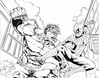 Spiderman Vs. The Incredible Hulk 11X17 limited edition autographed print