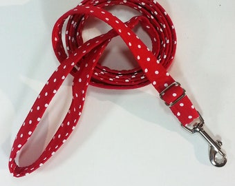 Adjustable Leash - Red White Dot