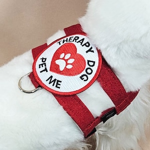 Therapy Dog Harness - Red Solid Easy-On Harness - 9 Sizes