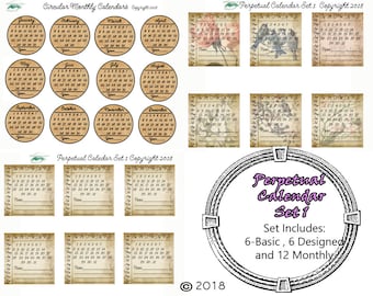 Perpetual Calendar Set 1 DIGITAL DOWNLOAD ONLY!!, Journal Kit, Glue Book, Flow Journal, Smash Book, Journal