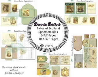 Bonnie Bairns: Babes of Scotland Ephemera Kit -Vintage Junk Journal - Junk Journal - Journal Kit - Writing Journal - Junk Journal Kit