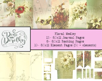 Floral Medley: Reminiscent of Edith Holden's Beautiful Images ; Journal, Scrapbook, Travelers Notebook, Glue Book