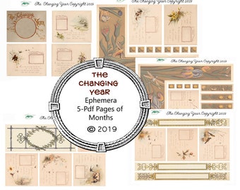 The Changing Year  Ephemera Kit DIGITAL DOWNLOAD ONLY!! Junk Journal, Journal, Smash Book, Flow Journal, Journal, Glue Book