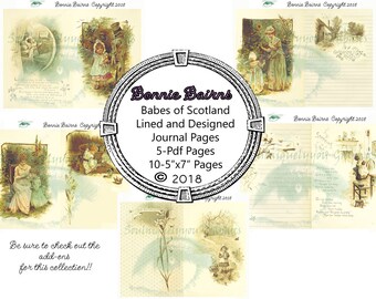 Bonnie Bairns: Babes of Scotland Lined and Designed Journal Pages -Vintage Junk Journal - Junk Journal - Journal Kit  - Junk Journal Kit