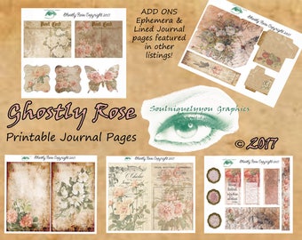 Ghostly Rose Digital Journal Pages DIGITAL DOWNLOAD ONLY!!!, Journal Kit, Glue Book, Flow Journal, Smash Book, Journal