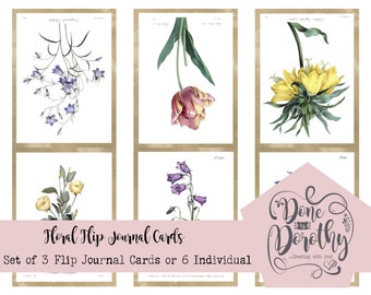 Floral Flip Journal Cards Set 2 - Junk Journal, Smash Book, Glue Book