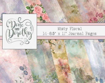 Misty Floral - Junk Journal Kit -Glue Book- Scrapbooking