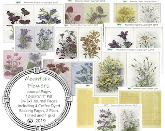 Mountain Flower Journal Page & Ephemera Kit Digital Download Only!!, Journal Kit, Glue Book, Flow Journal, Smash Book, Journal