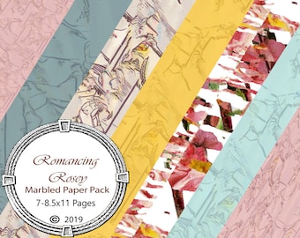 Romancing Rosey Marbled Paper Pack