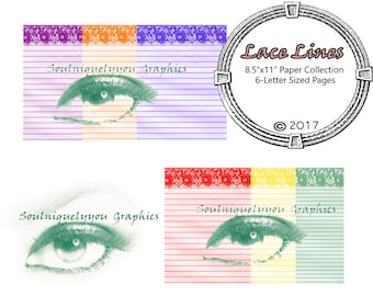 Lace Lines Journal Pages 8.5"x11" Printable  - Junk Journal - Journal Kit - Writing Journal - Junk Journal Kit- Smash Book- Glue Boo