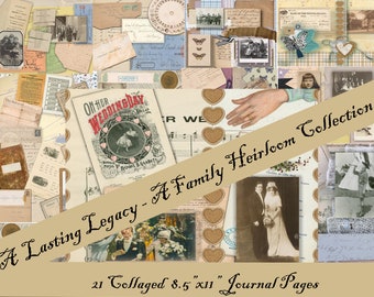 Our Lasting Legacy Mega Family History & Genealogy Junk Journal Kit- 127 8.5"x11" Pages...This is HUGE!!!!!- Junk Journal Printable Kit