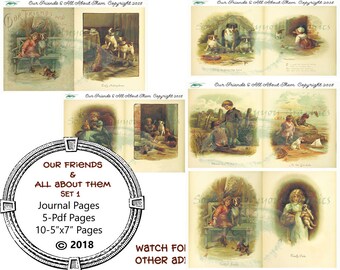 Vintage Junk Journal - Our Friends & All About Them SET 1... Journal Pages - Junk Journal - Journal Kit - Writing Journal - - Smash Book