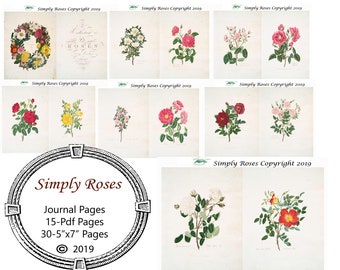Simply Roses- Journal Kit DIGITAL DOWNLOAD ONLY!! Junk Journal, Journal, Smash Book, Flow Journal, Journal, Glue Book