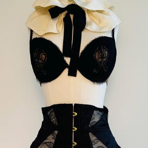 La Perla Black Label Satin and Lace Bow Bra 34C