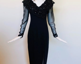 Pierre Balmain Jeweled Dress Gold Metallic Mesh Lace Cocktail Rhinestone  Crystal Beaded Couture Long Sleeve French Couture Cocktail Gown - Etsy