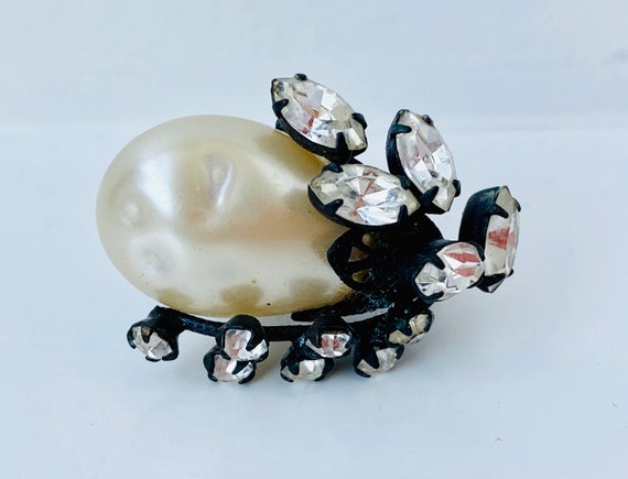 Rare 40s Signed Vendome Coro Pearl and Crystal Rh… - image 4