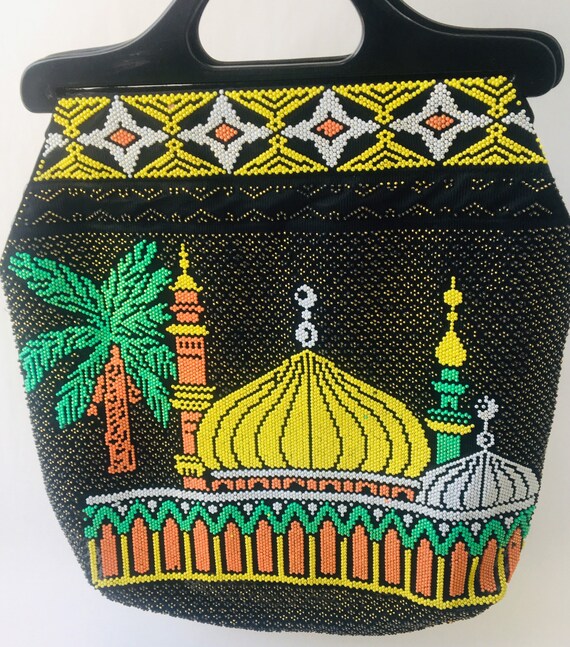 60s Beaded Tote / Souvenir Bag / Collectors Souven