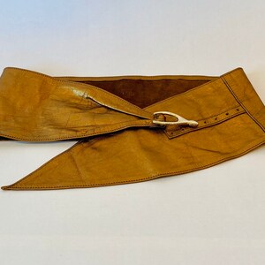 80s Wide Bronze Metallic Disco Soft Leather Hip Belt image 7