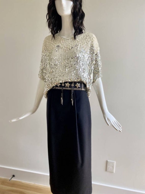 80s Neiman Marcus Silk Beaded Studio 54 Party Bli… - image 3