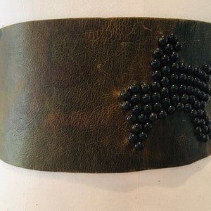 Wide Obi Camouflage 3D Studded Belt / Leather Obi Belt / High End Designer Belt / Small Extra Small