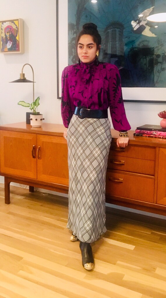 Vintage Limited Black & White Plaid Maxi Skirt / 9