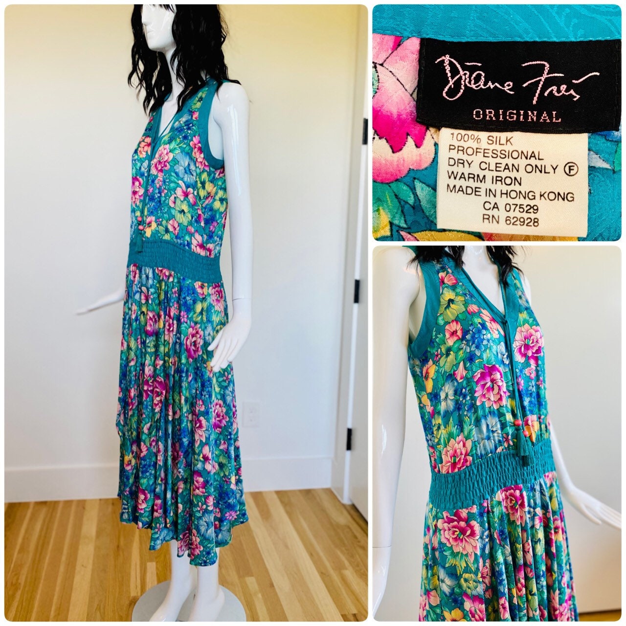 80s Diane Freis Floral Silk Garden 