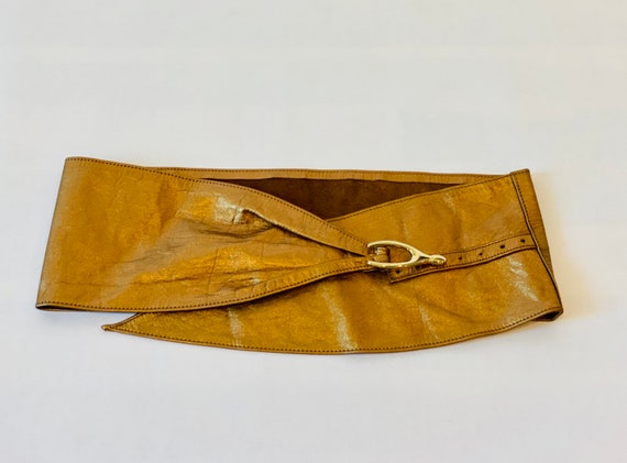 80s Wide Bronze Metallic Soft Leather Hip Belt