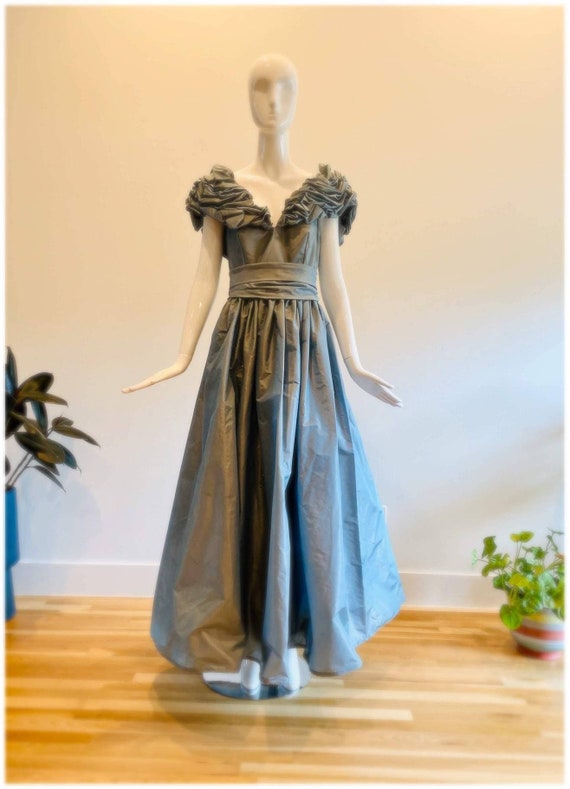Vintage 1980s Blue Metallic Ballgown Dress – ALEXANDRAKING