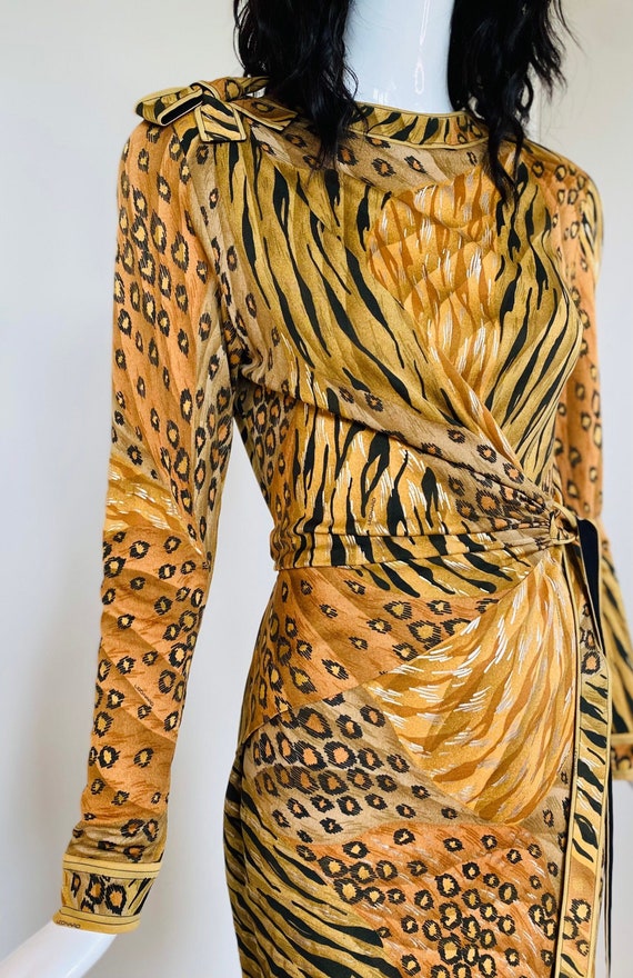 Vintage Leonard Paris Cheetah Print Silk Jersey W… - image 4