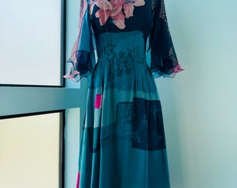 Stunning 70s Hanae Mori Couture Silk Chiffon Floral Print Stunning 70s Hanae Mori Couture Silk Chiffon Floral Print