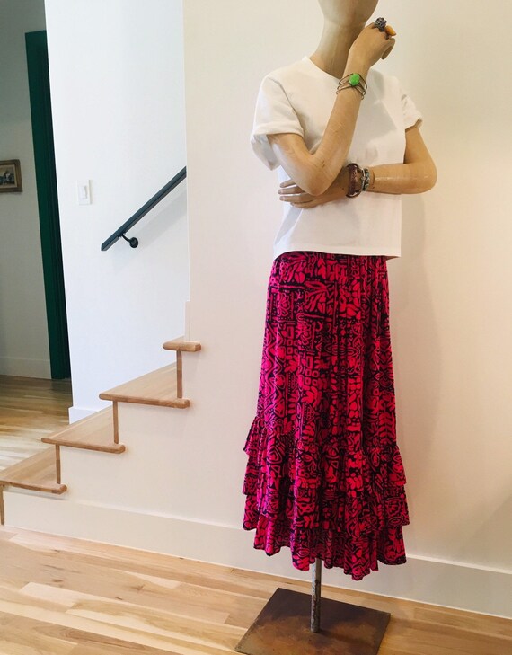 Vintage Ruffle Midi / Midi Skirt / Vintage skirt