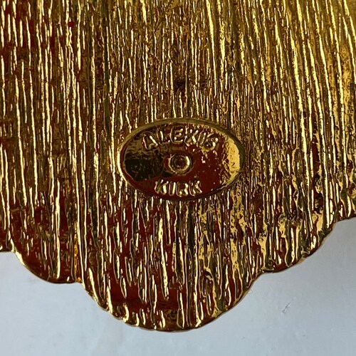 80s Designer Alexis Kirk Gold Plated Opulent Belt on sale Buckle Statement Piece