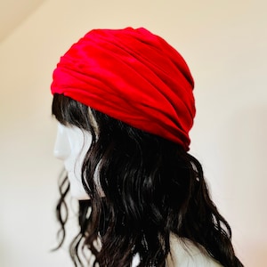 Vintage Red Velvet Turban Glam Couture Head Wrap Hat